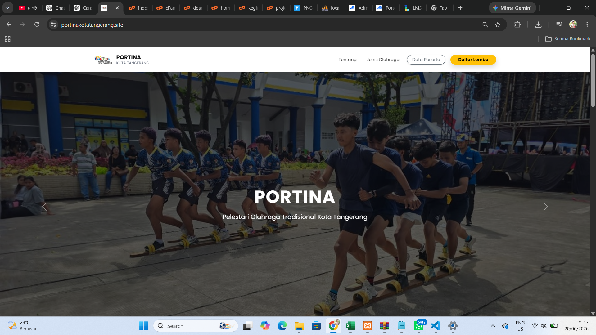 Website PORTINA Kota Tangerang